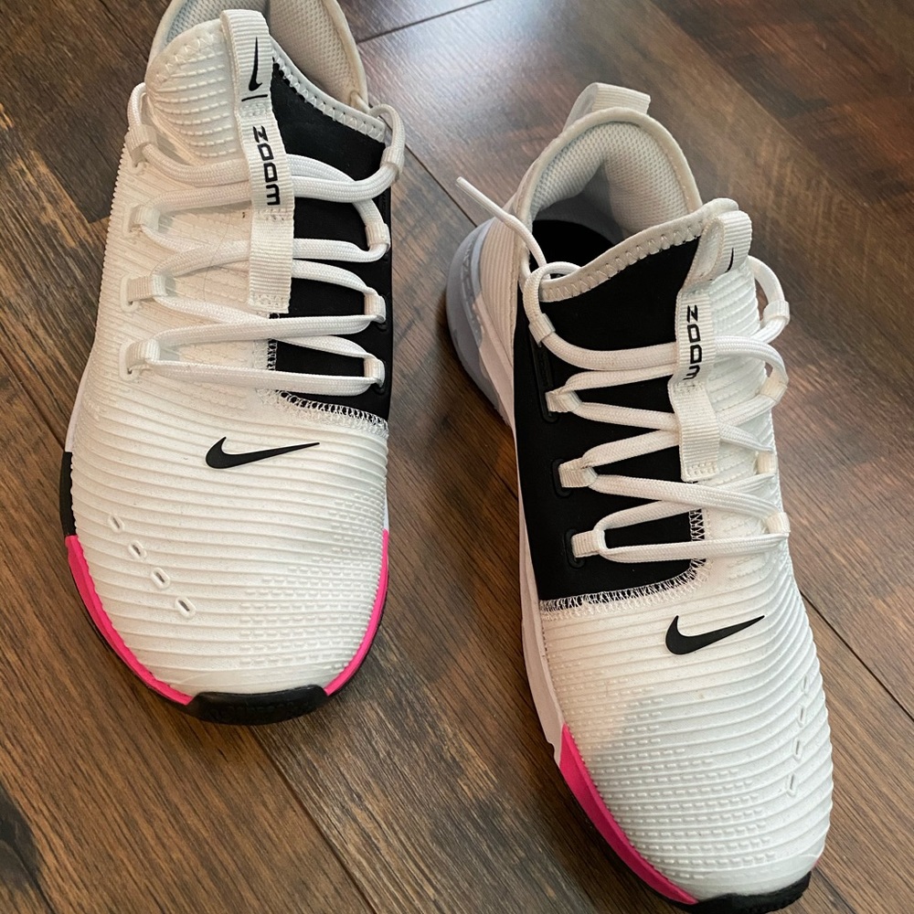 White, black and pike nike sneakers